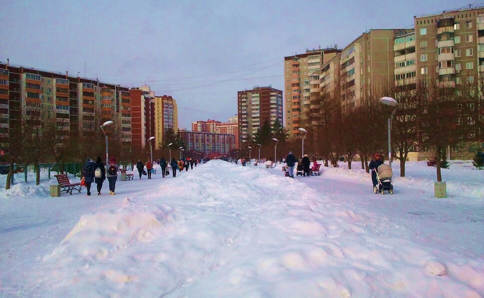 По заснеженному бульвару