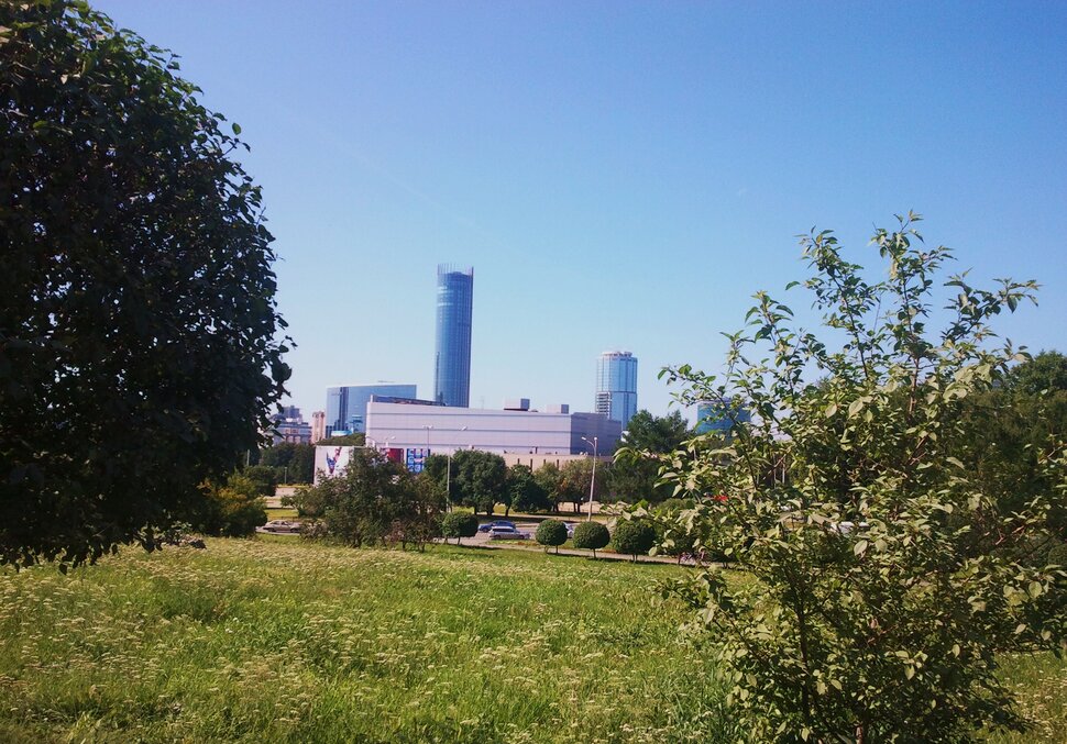 На зеленом островке в городе