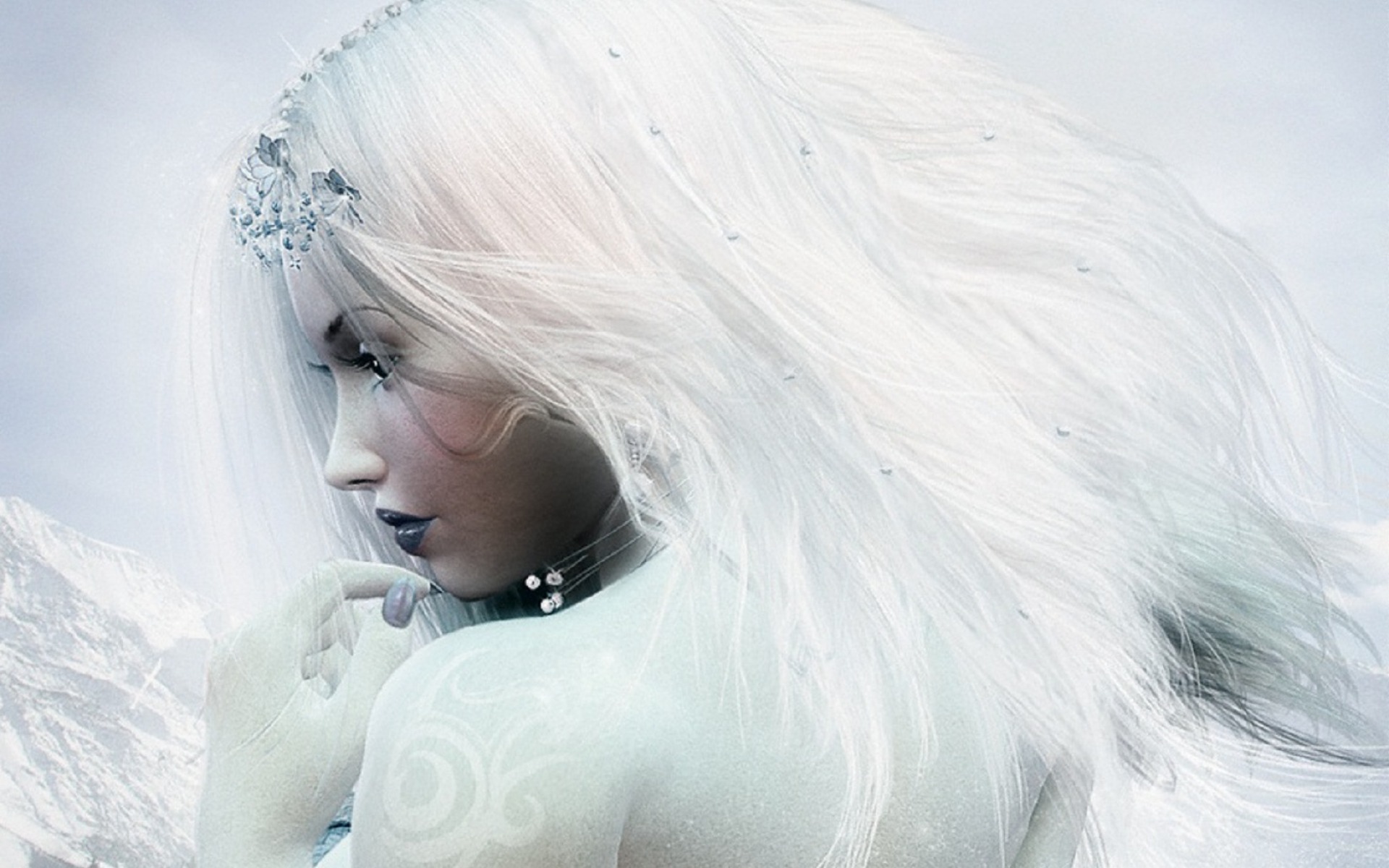 Белые волосы как снег а глаза кусочки льда